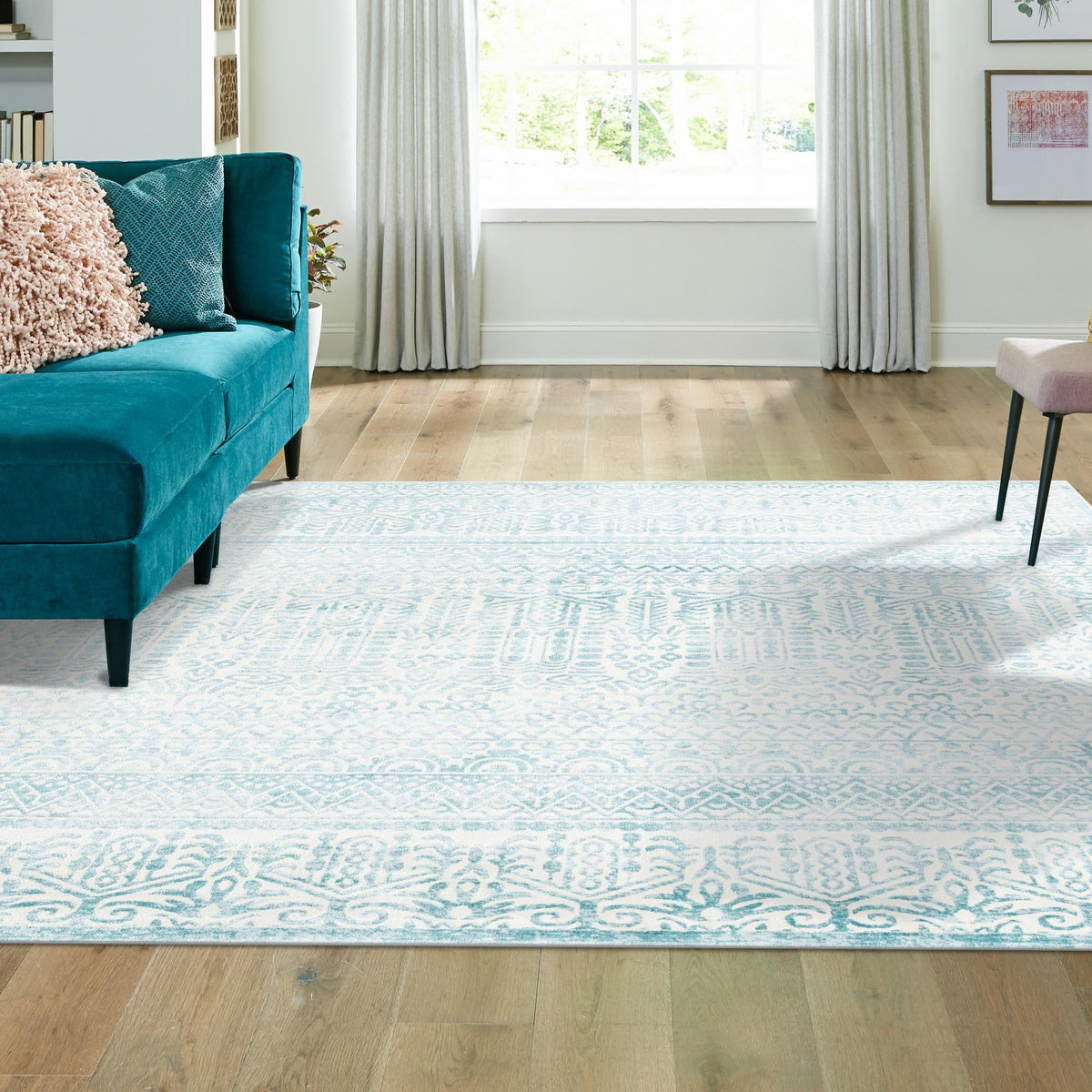 Metro Heights Collection Area Rug -  Chelsea Square Teal  lifestyle 94