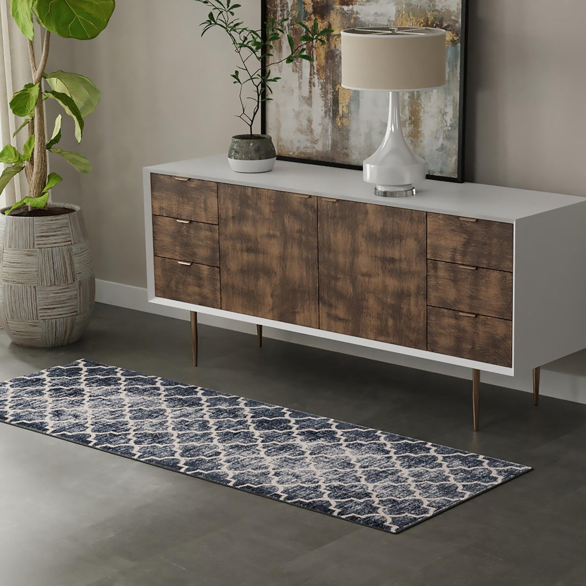 Metro Heights Collection Area Rug -  Gramercy Runner Navy Blue  lifestyle 99