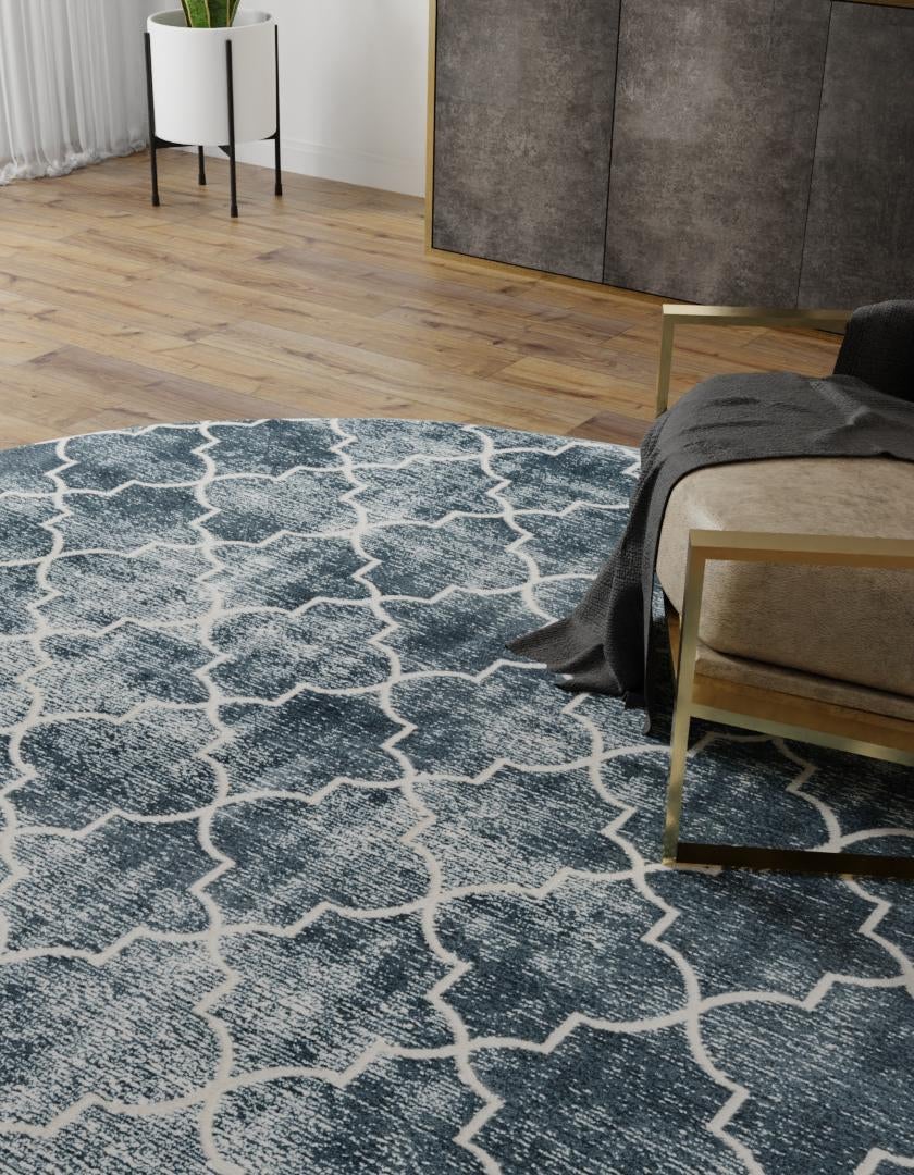 Metro Heights Collection Area Rug -  Gramercy Round Navy Blue  lifestyle 51