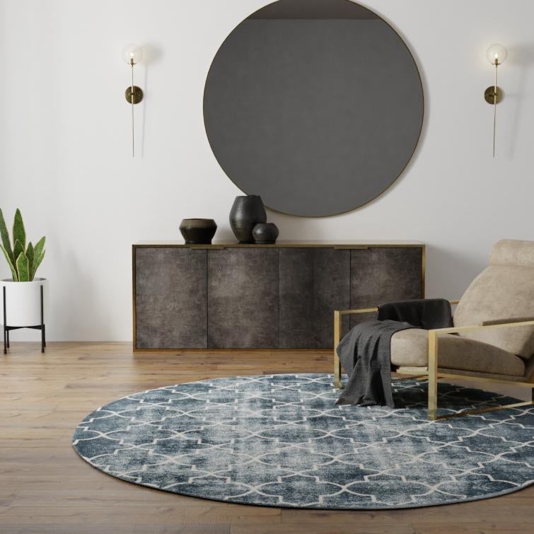 Metro Heights Collection Area Rug -  Gramercy Round Navy Blue  lifestyle 112