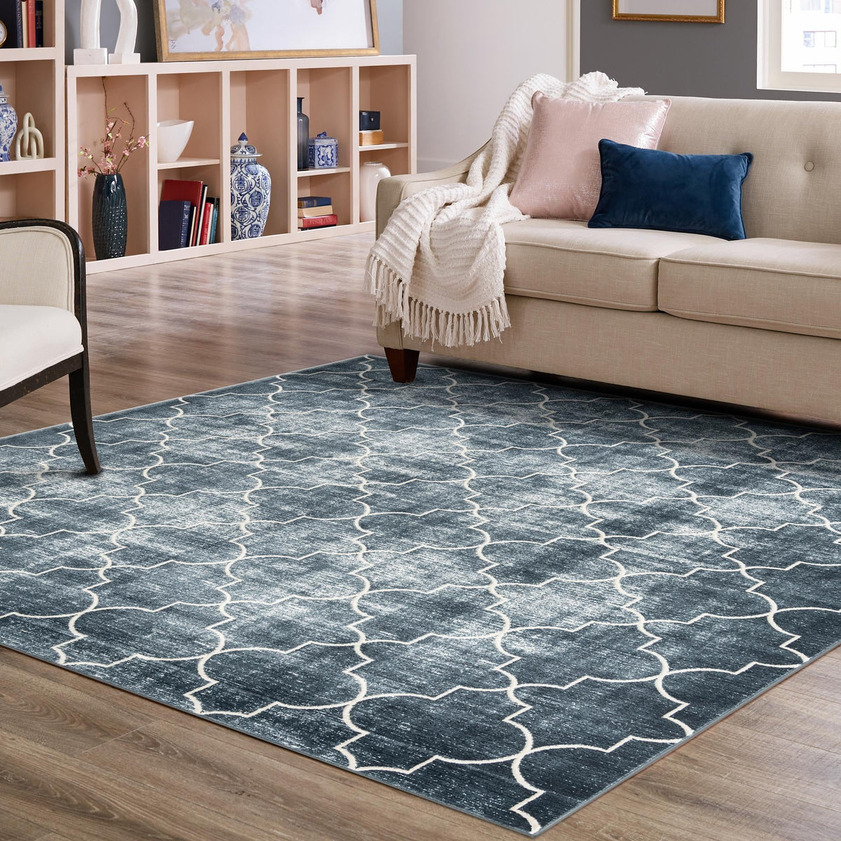 Metro Heights Collection Area Rug -  Gramercy Square Navy Blue  lifestyle 100