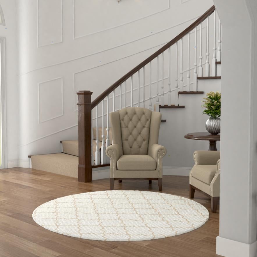 Metro Heights Collection Area Rug -  Gramercy Round White  lifestyle 101