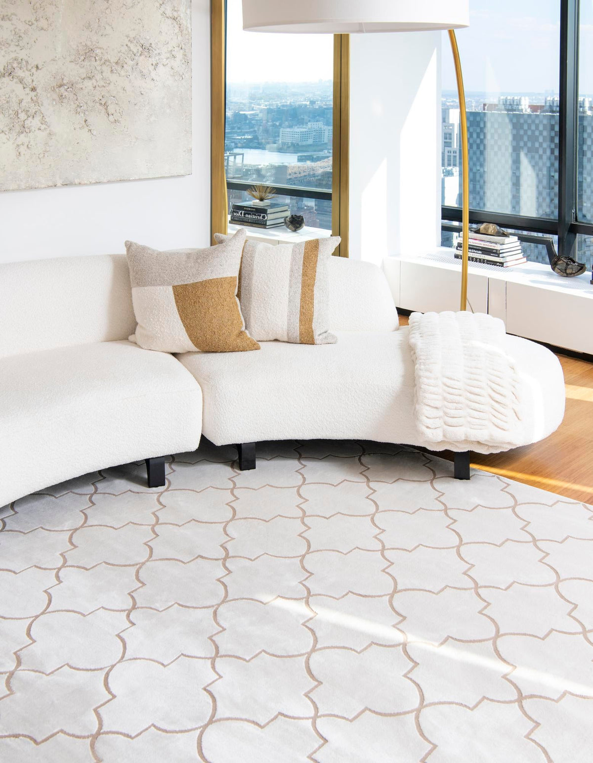 Metro Heights Collection Area Rug -  Gramercy Rectangle White  lifestyle 9