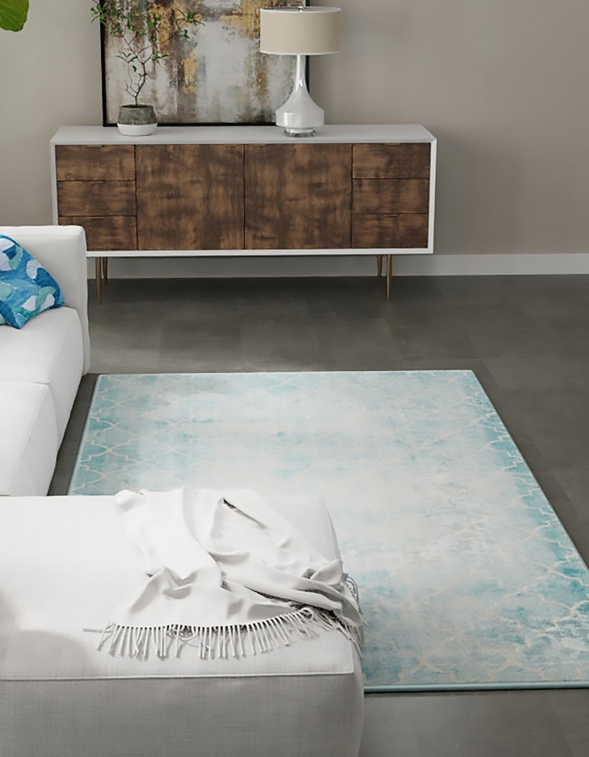 Metro Heights Collection Area Rug -  Midtown Rectangle Teal  lifestyle 2