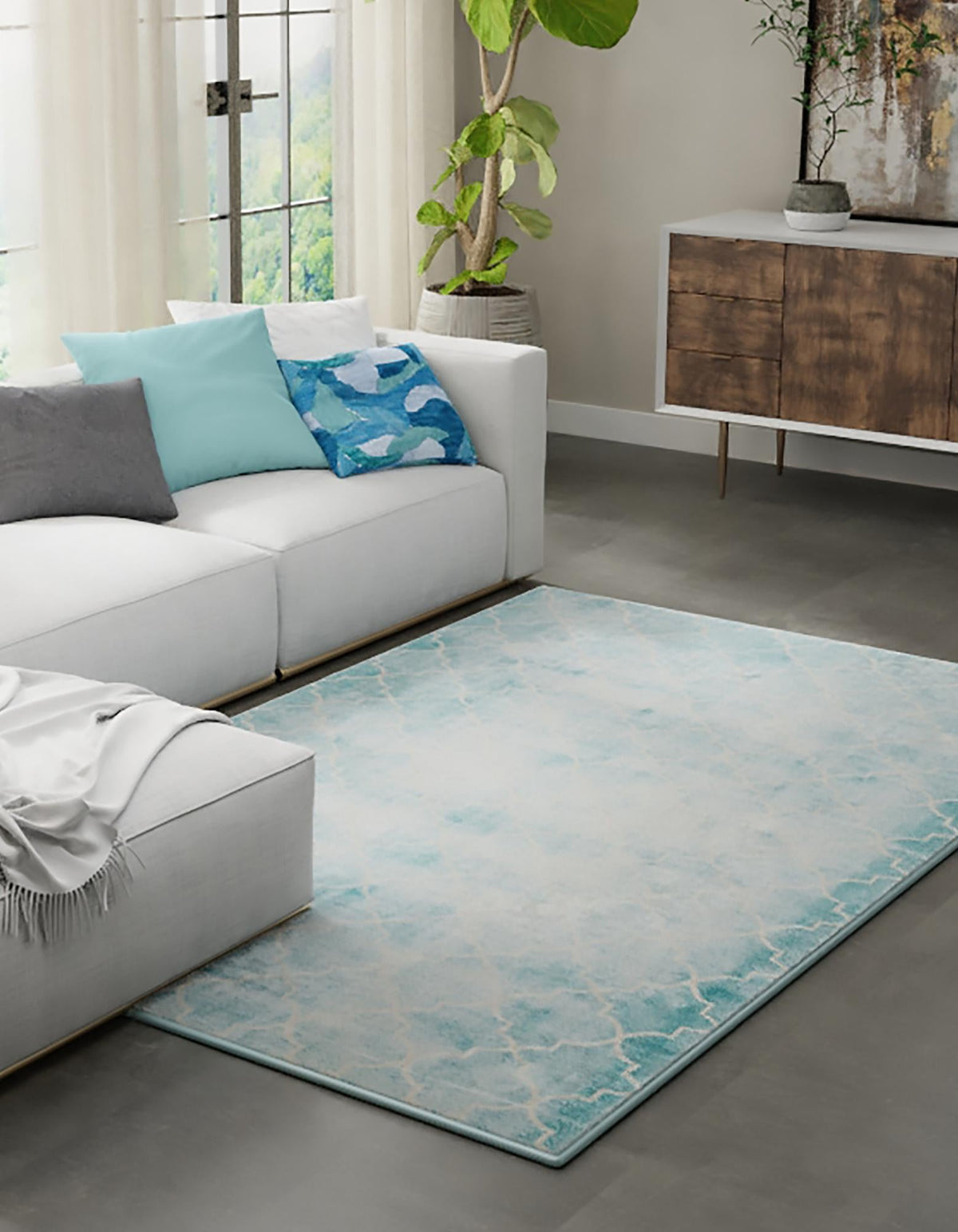 Metro Heights Collection Area Rug -  Midtown Rectangle Teal  lifestyle 3