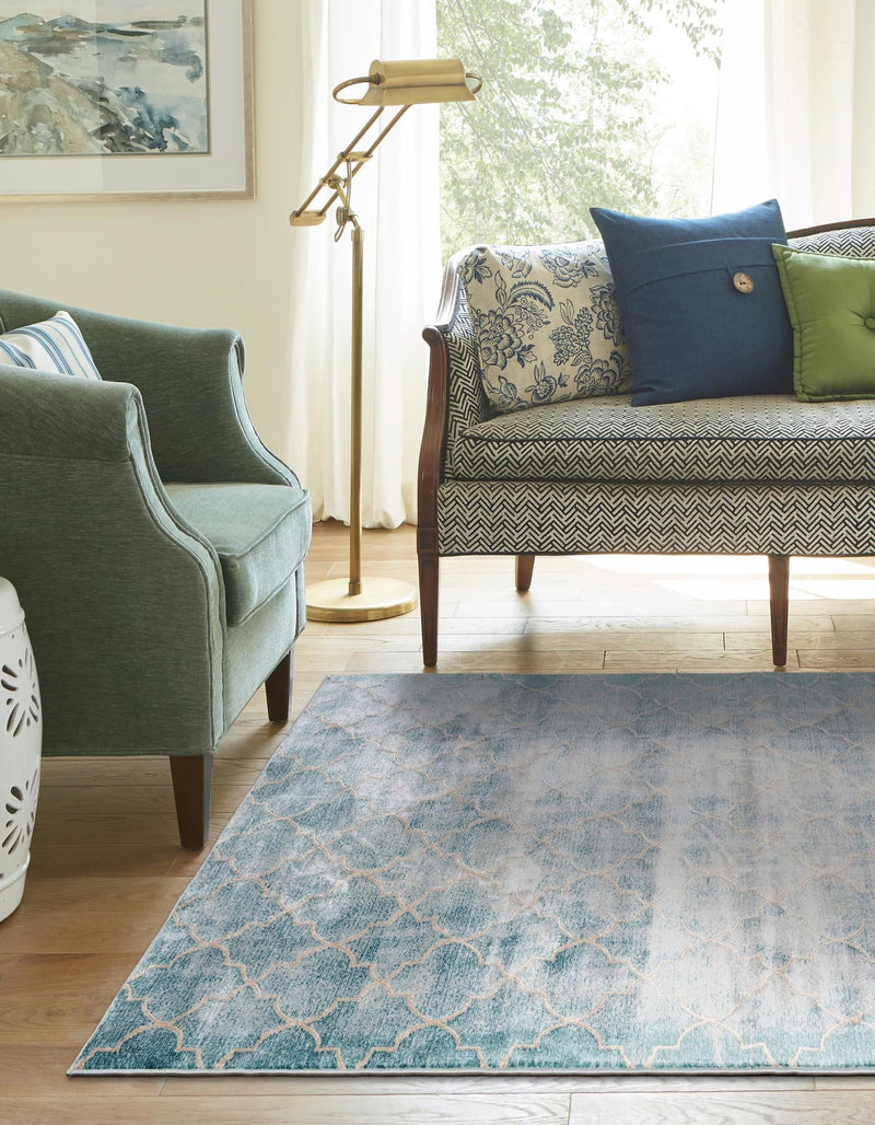 Metro Heights Collection Area Rug -  Midtown Rectangle Teal  lifestyle 4