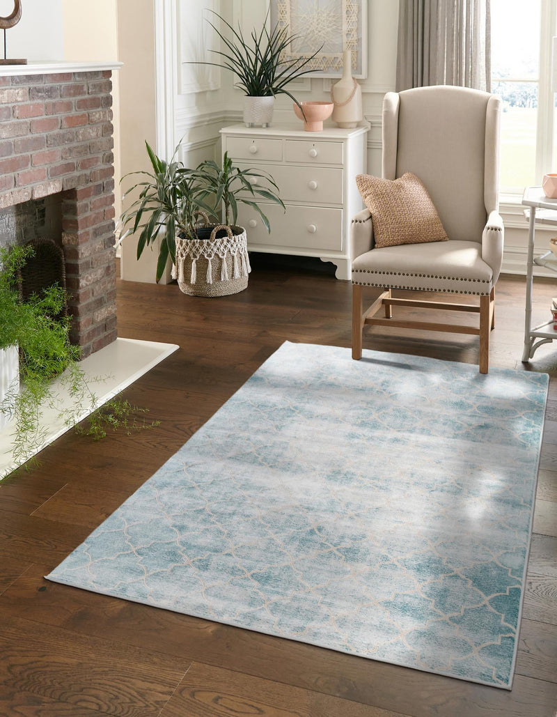 Metro Heights Collection Area Rug -  Midtown Rectangle Teal  lifestyle 6