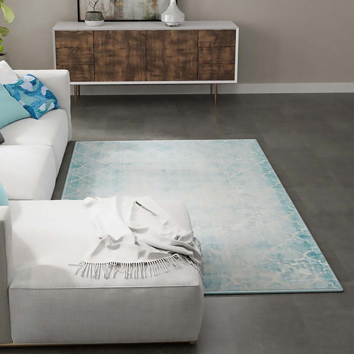 Metro Heights Collection Area Rug -  Midtown Rectangle Teal  lifestyle 14
