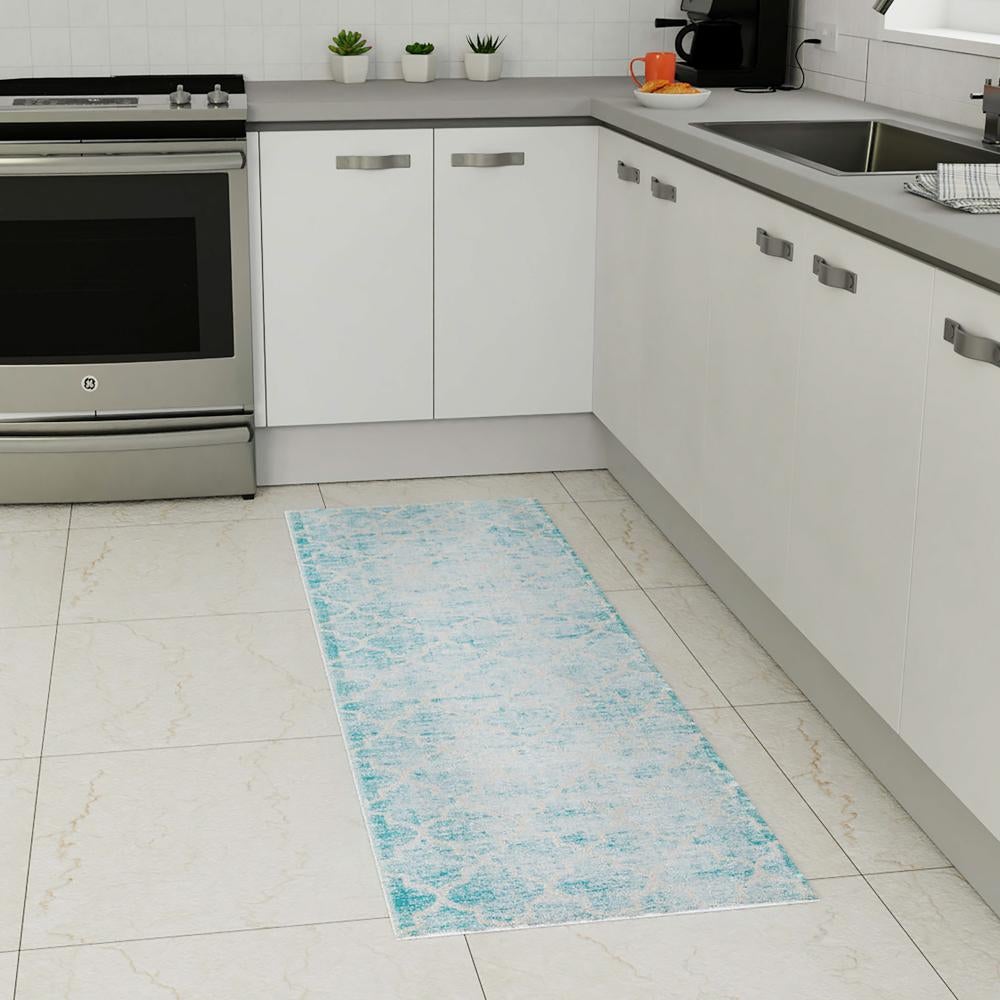 Metro Heights Collection Area Rug -  Midtown Runner Teal  lifestyle 55