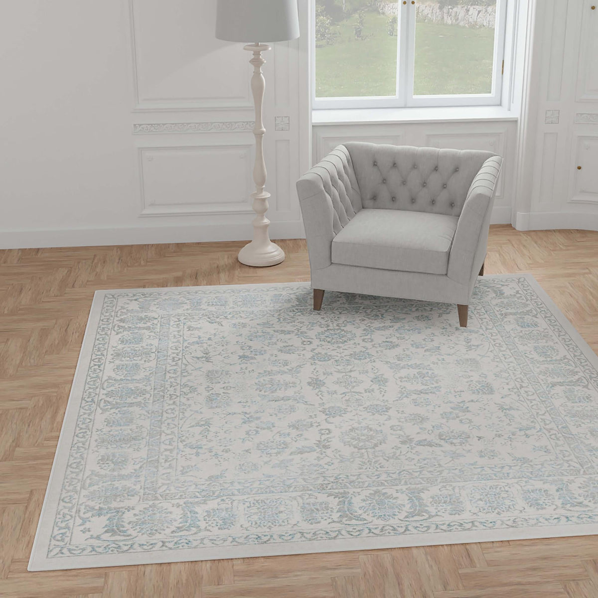 Metro Heights Collection Area Rug -  Astoria Square Teal  lifestyle 101
