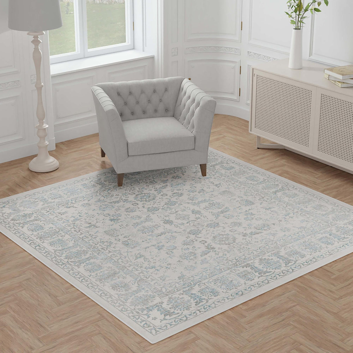 Metro Heights Collection Area Rug -  Astoria Square Teal  lifestyle 107