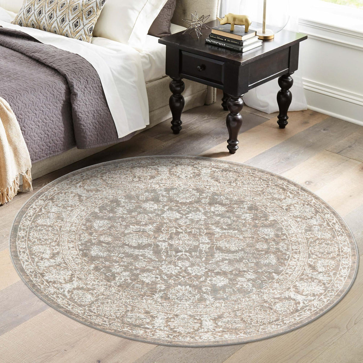Metro Heights Collection Area Rug -  Astoria Round Gray  lifestyle 98