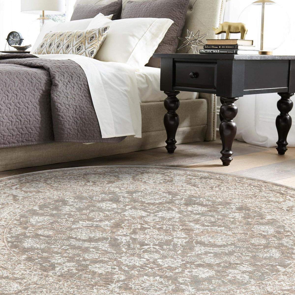 Metro Heights Collection Area Rug -  Astoria Round Gray  lifestyle 104