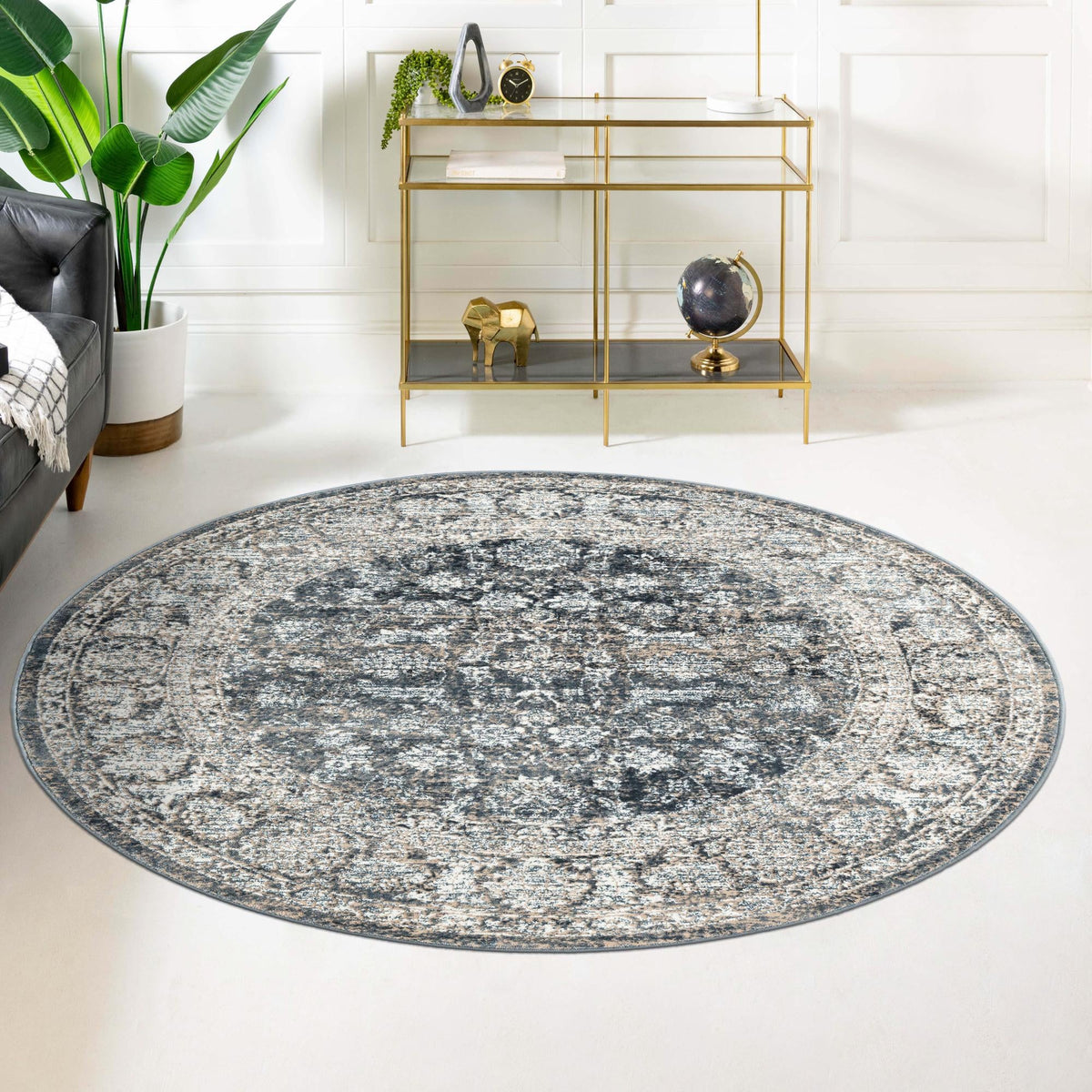 Metro Heights Collection Area Rug -  Astoria Round Navy Blue  lifestyle 85