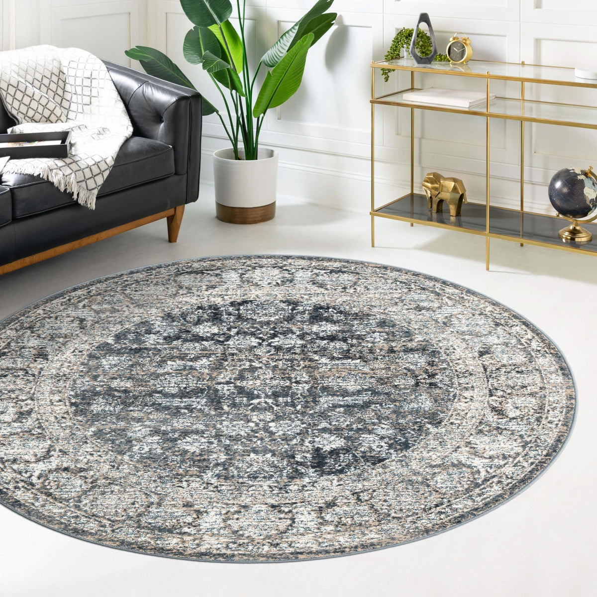 Metro Heights Collection Area Rug -  Astoria Round Navy Blue  lifestyle 94