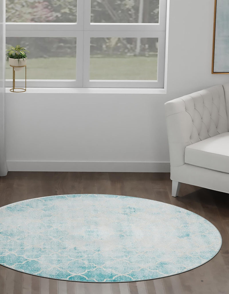 Metro Heights Collection Area Rug -  Midtown Round Teal  lifestyle 20