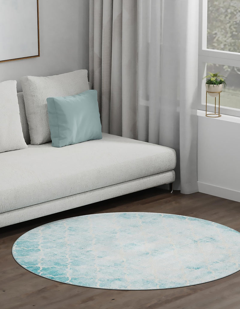Metro Heights Collection Area Rug -  Midtown Round Teal  lifestyle 23