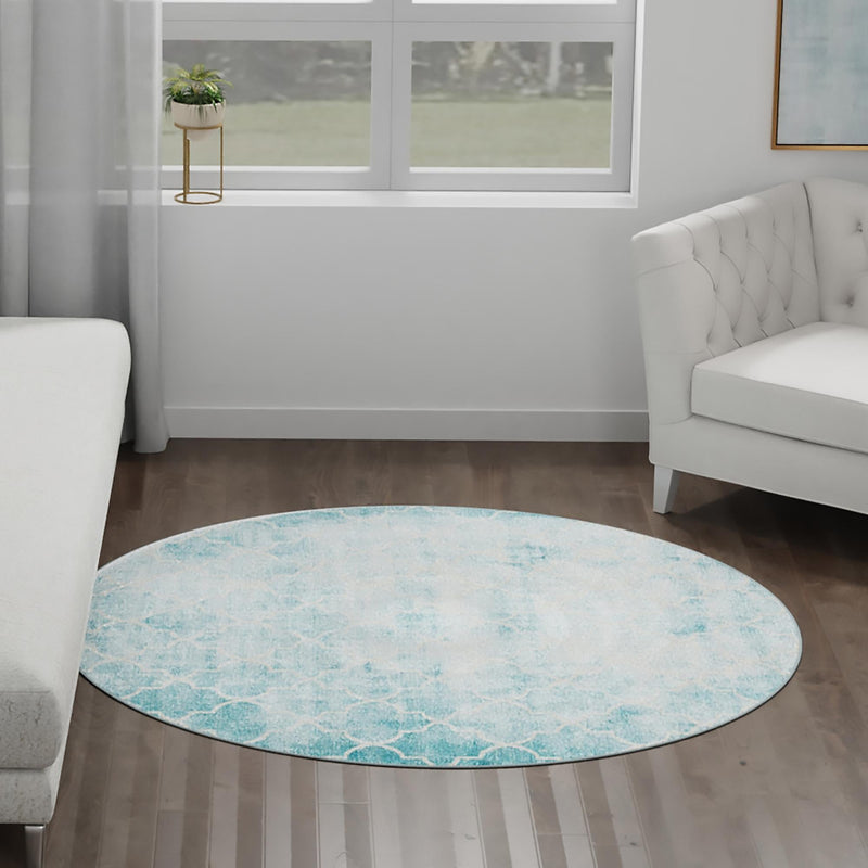 Metro Heights Collection Area Rug -  Midtown Round Teal  lifestyle 56