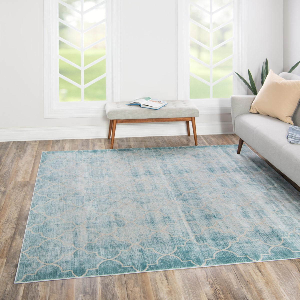 Metro Heights Collection Area Rug -  Midtown Square Teal  lifestyle 57