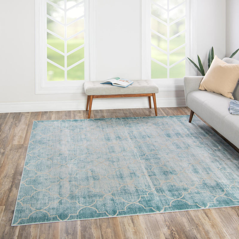 Metro Heights Collection Area Rug -  Midtown Square Teal  lifestyle 57