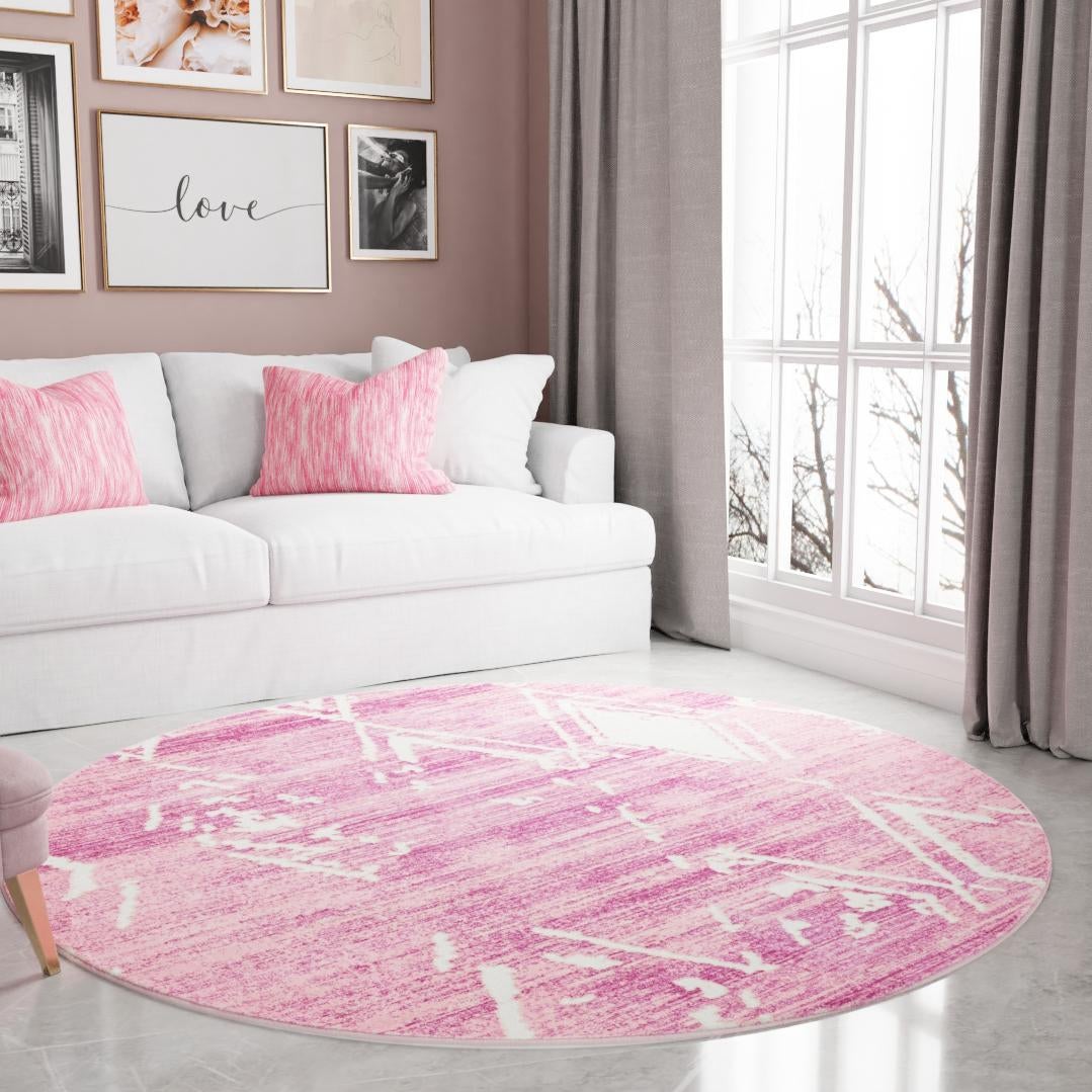 Metro Heights Collection Area Rug -  Madison Round Pink  lifestyle 142