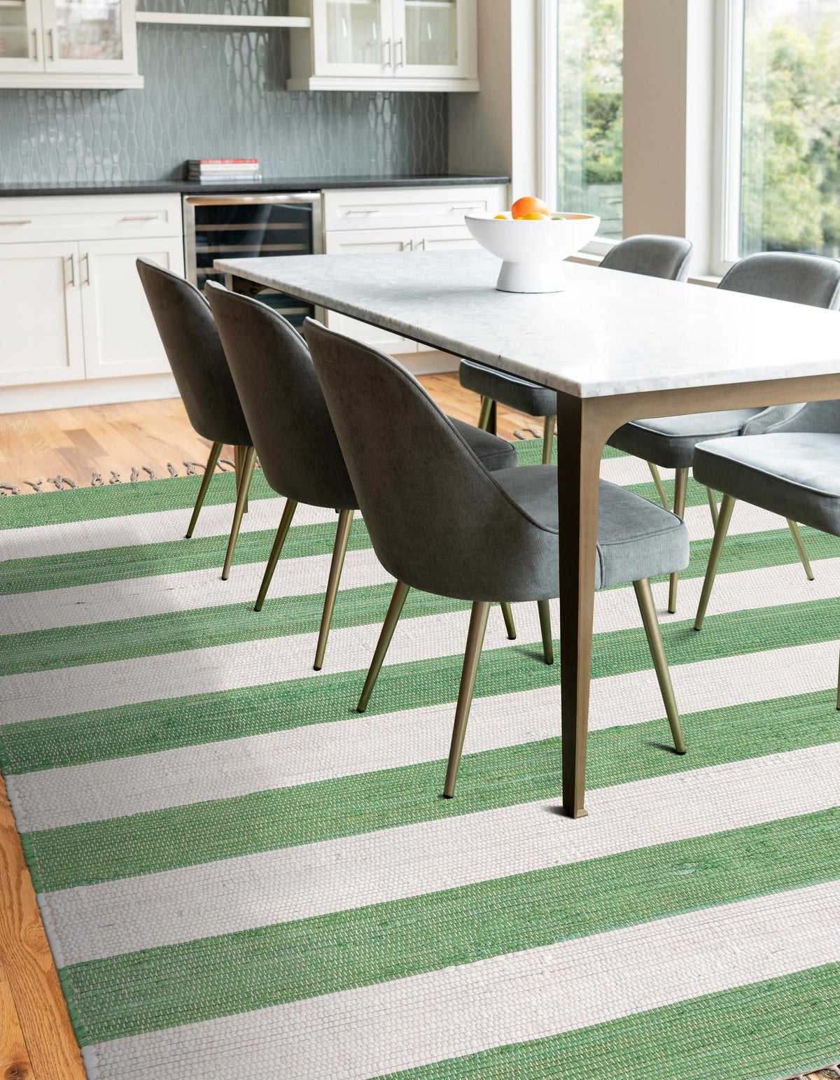 Tassel Trail Collection Area Rug - Pathway Rectangle Green and Ivory  lifestyle 40