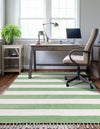Tassel Trail Collection Area Rug - Pathway (Green and Ivory) Rectangle Green and Ivory  lifestyle 7