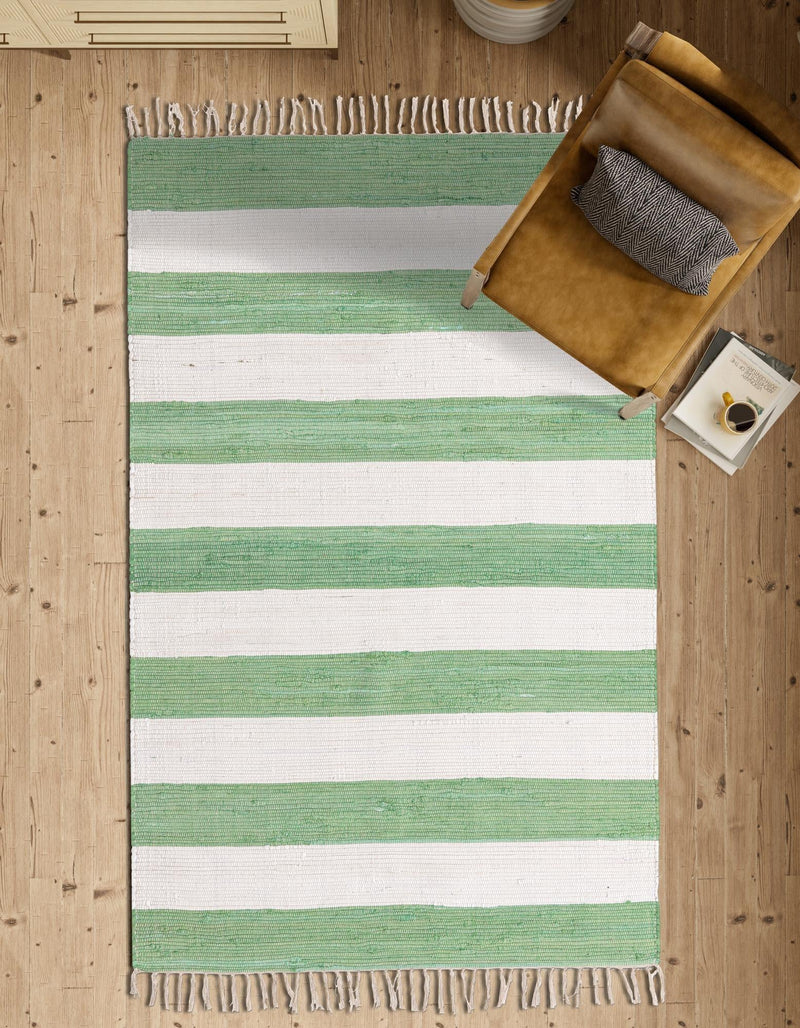 Tassel Trail Collection Area Rug - Pathway (Green and Ivory) Rectangle Green and Ivory  lifestyle 14