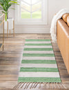Tassel Trail Collection Area Rug - Pathway (Green and Ivory) Runner Green and Ivory  lifestyle 29