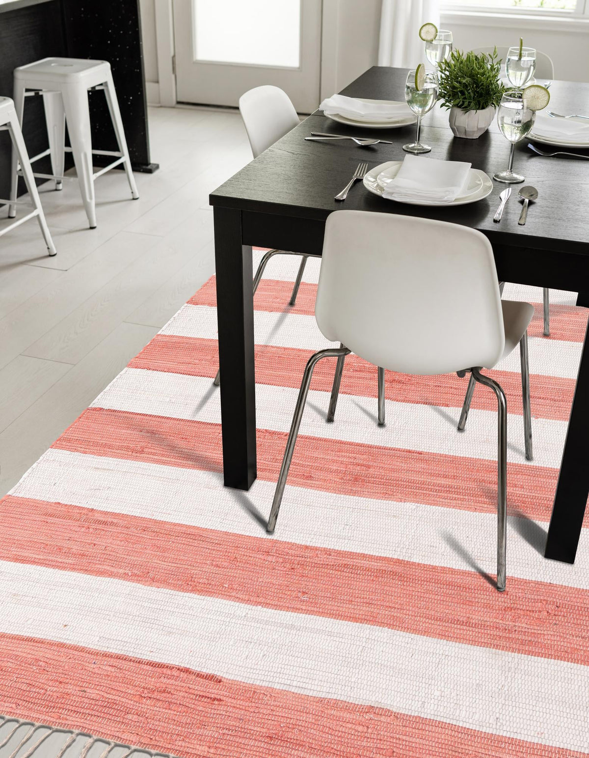 Tassel Trail Collection Area Rug - Pathway Rectangle Coral and Ivory  lifestyle 45