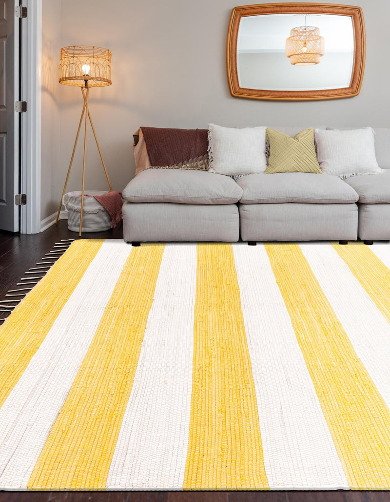 Tassel Trail Collection Area Rug - Pathway (Yellow and Ivory) Rectangle Yellow and Ivory  lifestyle 5