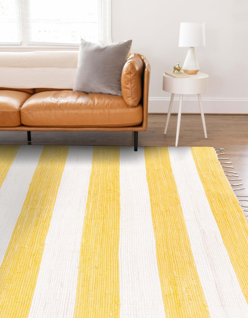 Tassel Trail Collection Area Rug - Pathway (Yellow and Ivory) Rectangle Yellow and Ivory  lifestyle 6