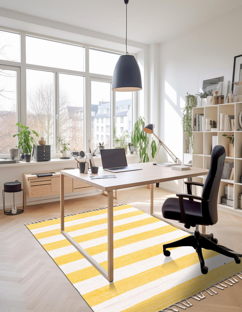 Tassel Trail Collection Area Rug - Pathway (Yellow and Ivory) Rectangle Yellow and Ivory  lifestyle 8