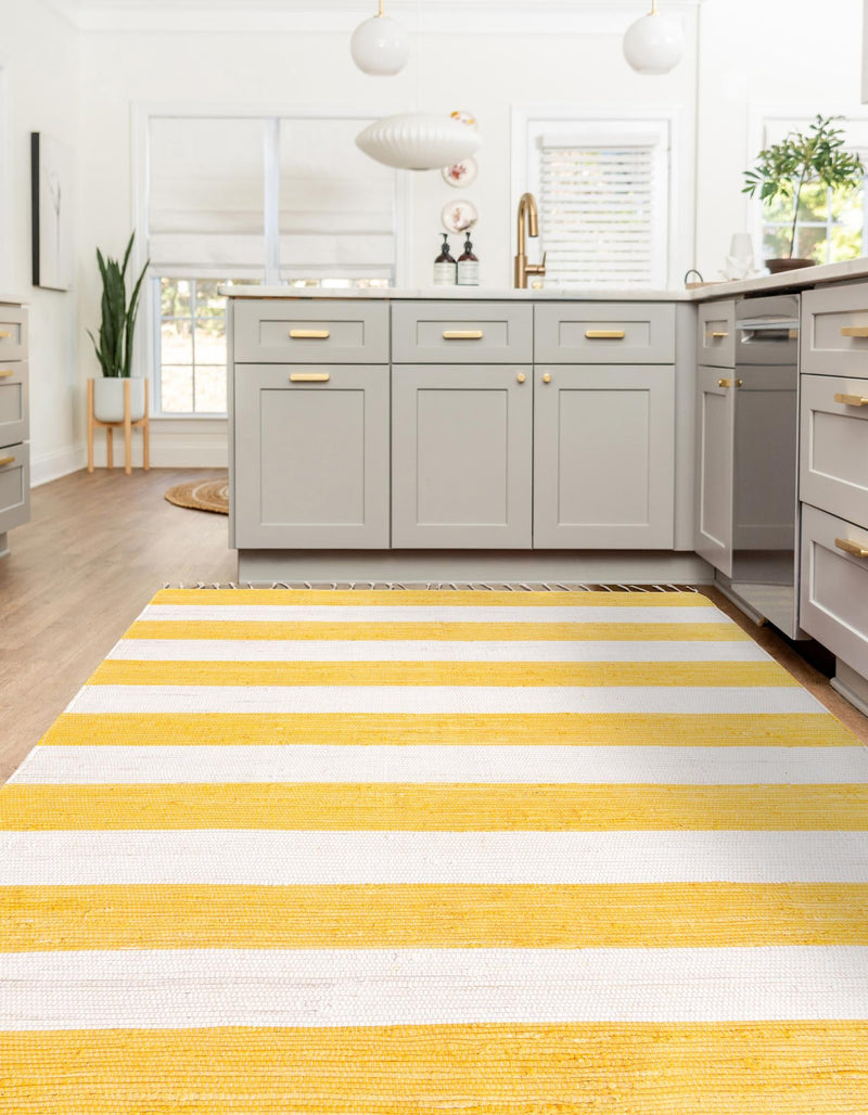 Tassel Trail Collection Area Rug - Pathway (Yellow and Ivory) Rectangle Yellow and Ivory  lifestyle 9