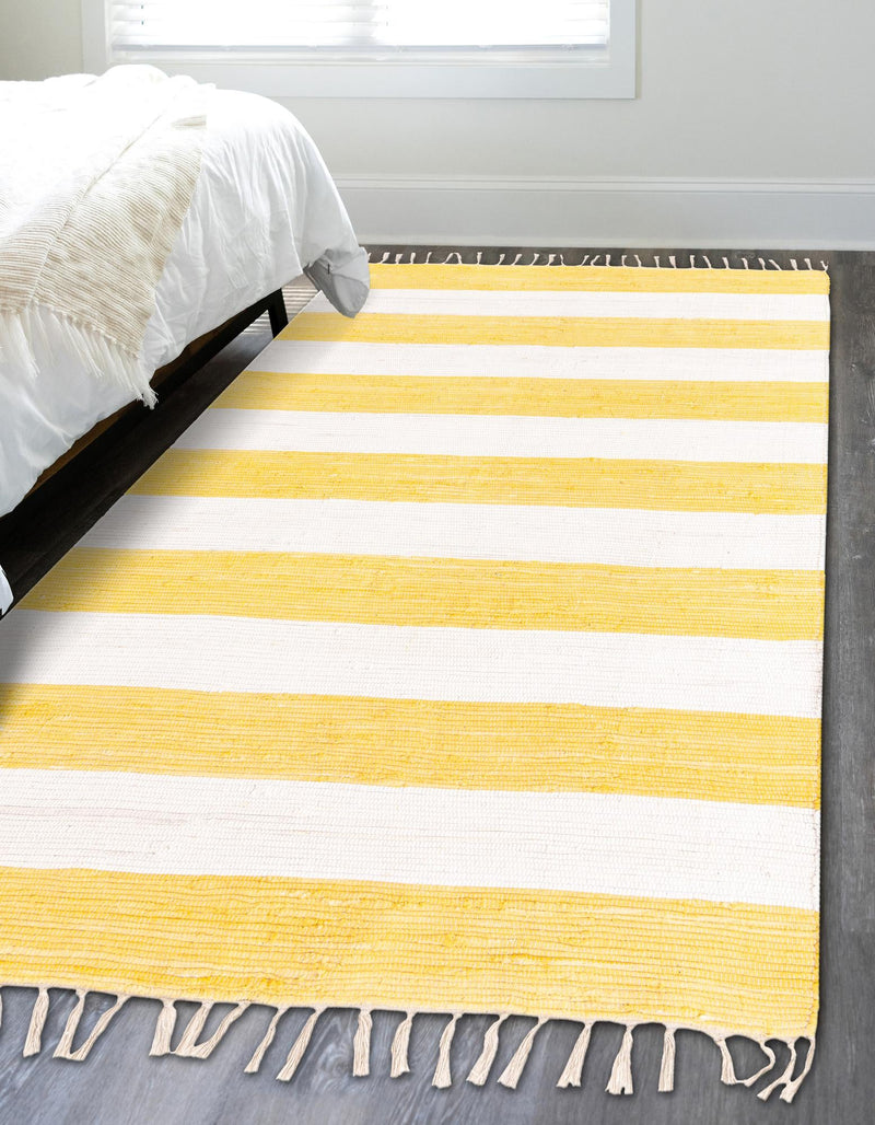 Tassel Trail Collection Area Rug - Pathway (Yellow and Ivory) Rectangle Yellow and Ivory  lifestyle 10