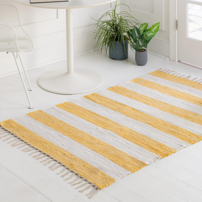 Tassel Trail Collection Area Rug - Pathway (Yellow and Ivory) Rectangle Yellow and Ivory  lifestyle 23