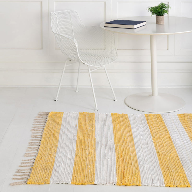 Tassel Trail Collection Area Rug - Pathway (Yellow and Ivory) Rectangle Yellow and Ivory  lifestyle 24