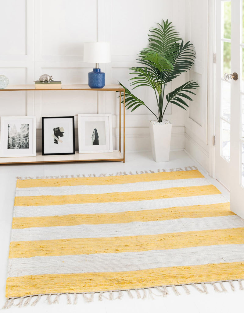 Tassel Trail Collection Area Rug - Pathway (Yellow and Ivory) Square Yellow and Ivory  lifestyle 28