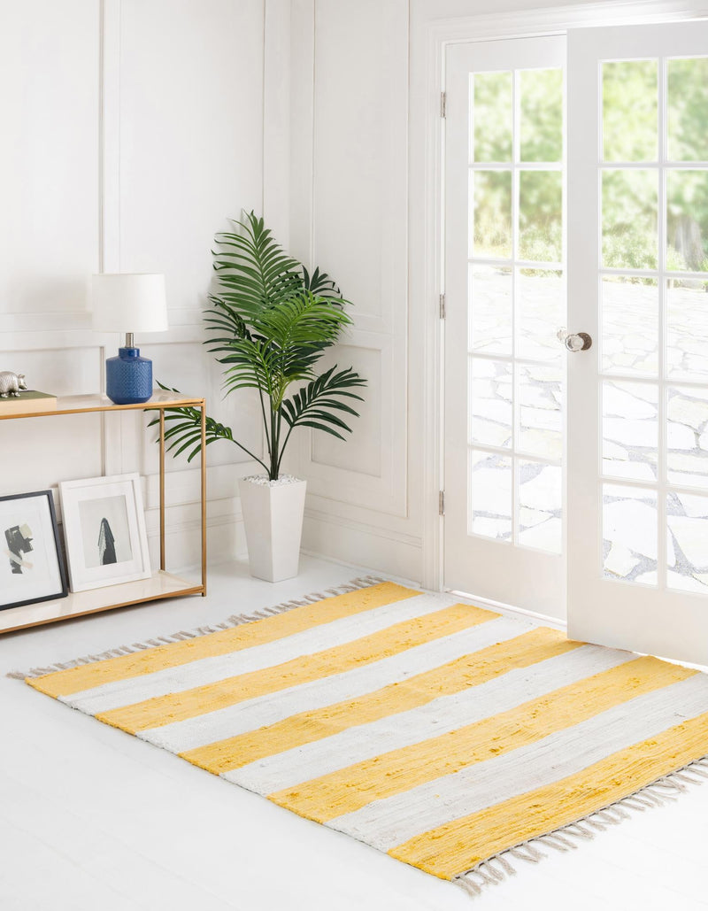 Tassel Trail Collection Area Rug - Pathway (Yellow and Ivory) Square Yellow and Ivory  lifestyle 30