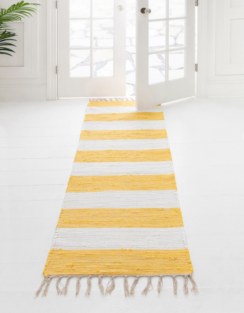 Tassel Trail Collection Area Rug - Pathway (Yellow and Ivory) Runner Yellow and Ivory  lifestyle 27