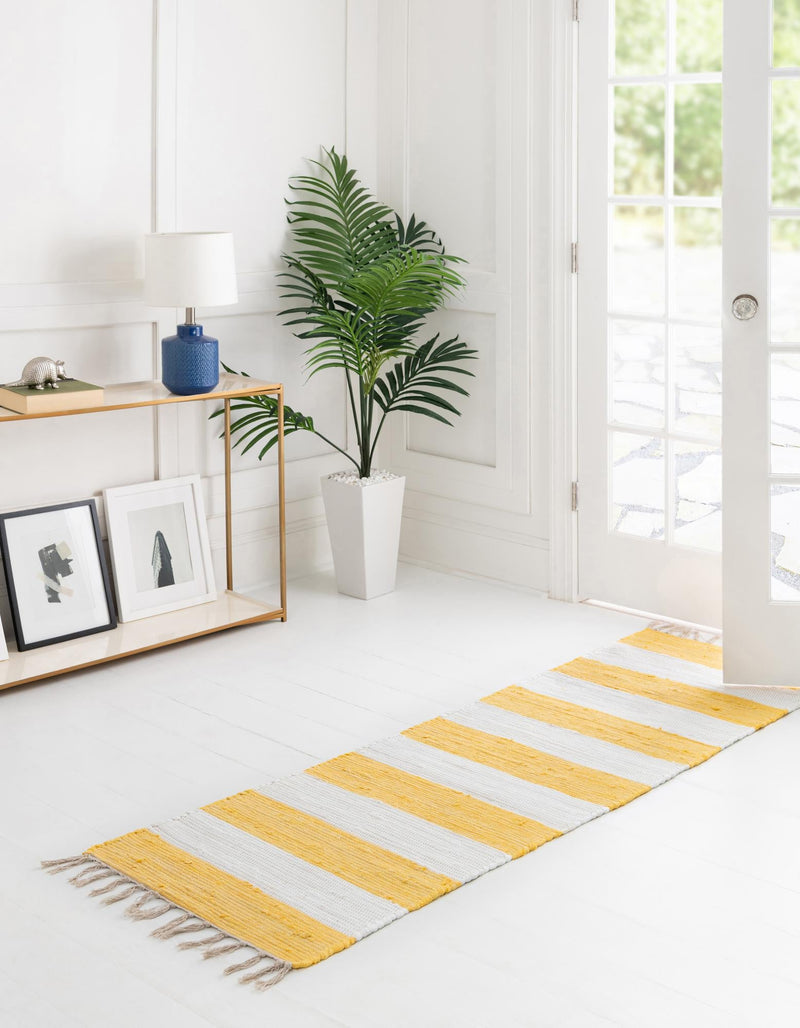 Tassel Trail Collection Area Rug - Pathway (Yellow and Ivory) Runner Yellow and Ivory  lifestyle 29