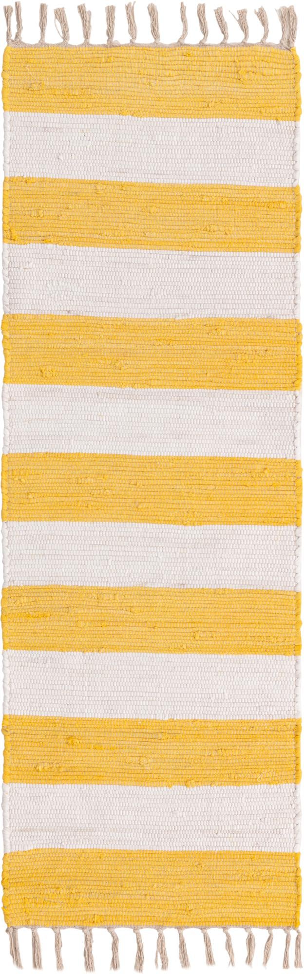 Tassel Trail Collection Area Rug - Pathway (Yellow and Ivory) Runner Yellow and Ivory  lifestyle 25