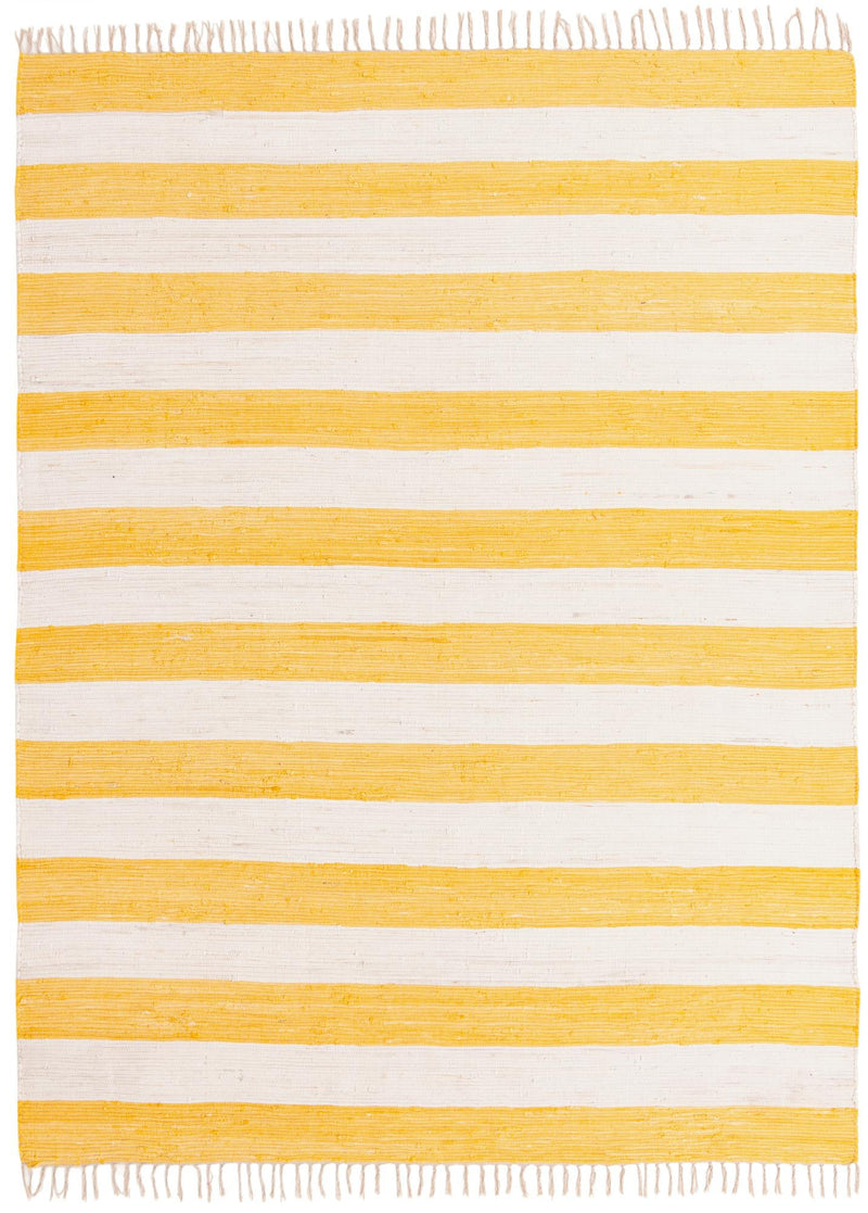 Tassel Trail Collection Area Rug - Pathway (Yellow and Ivory) Rectangle Ivory and Yellow  lifestyle 2