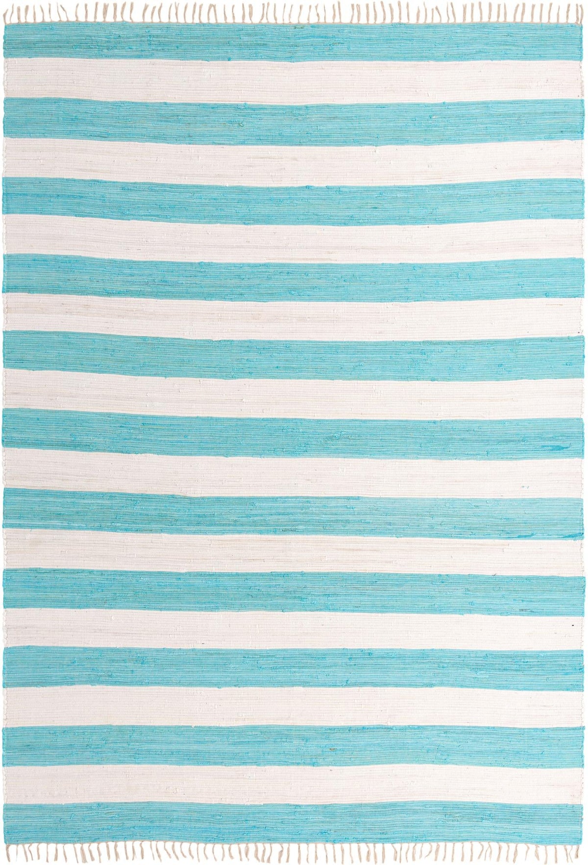 Tassel Trail Collection Area Rug - Pathway Rectangle Turquoise and Ivory  lifestyle 7