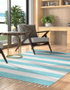 Tassel Trail Collection Area Rug - Pathway (Turquoise and Ivory) Rectangle Turquoise and Ivory  lifestyle 9