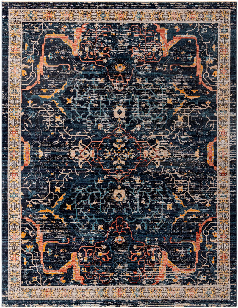 Seville Stripes Collection Area Rug -  Malaga (Navy Blue) Rectangle Navy Blue  lifestyle 2