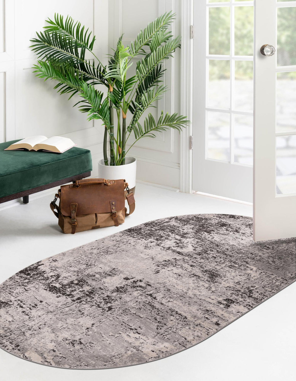 Dresden Elegance Collection Area Rug -  Pirna Oval Gray  lifestyle 80
