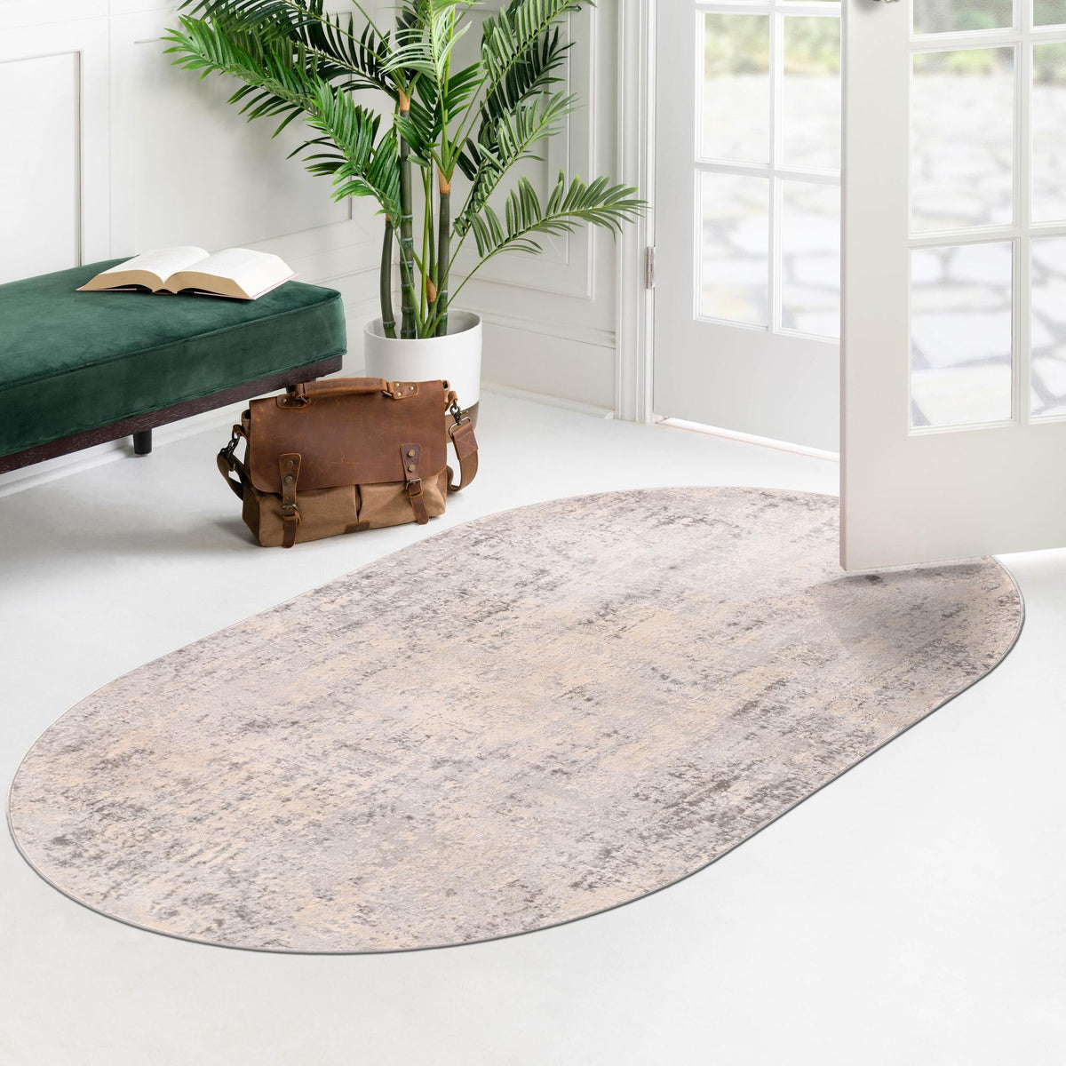 Aegean Elegance Collection Area Rug -  Paros Oval Gray  lifestyle 76