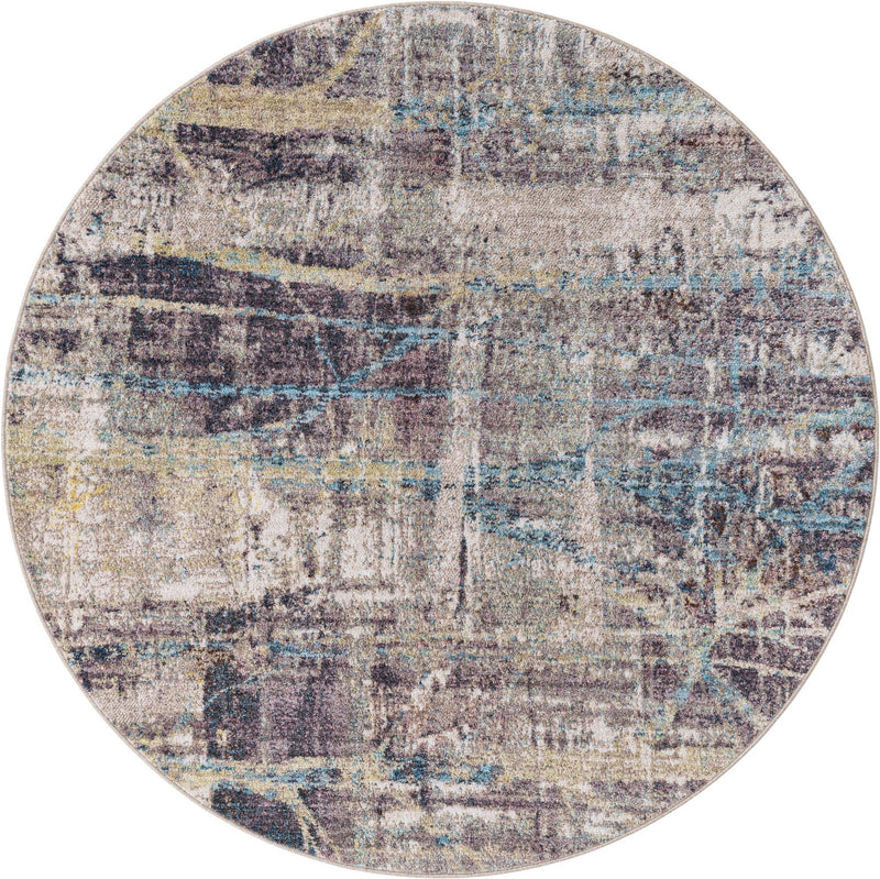 Urban Hub Collection Area Rug - Metropolis Round Multi  lifestyle 19