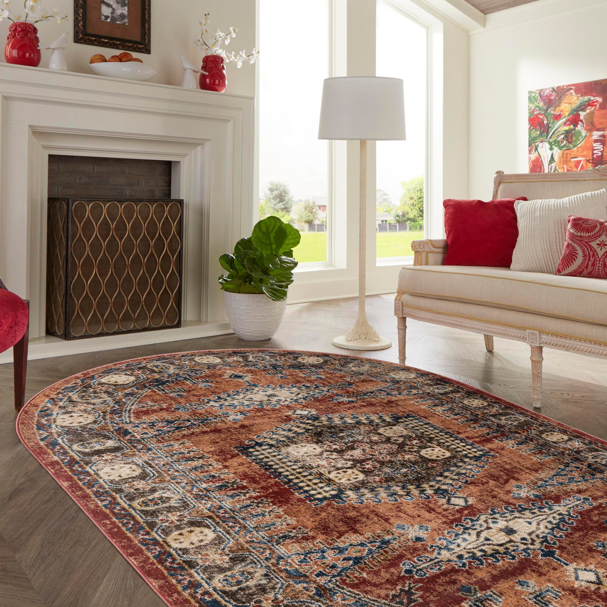 Eden Oasis Collection Area Rug -  Refuge (Terracotta) Oval Terracotta  lifestyle 115